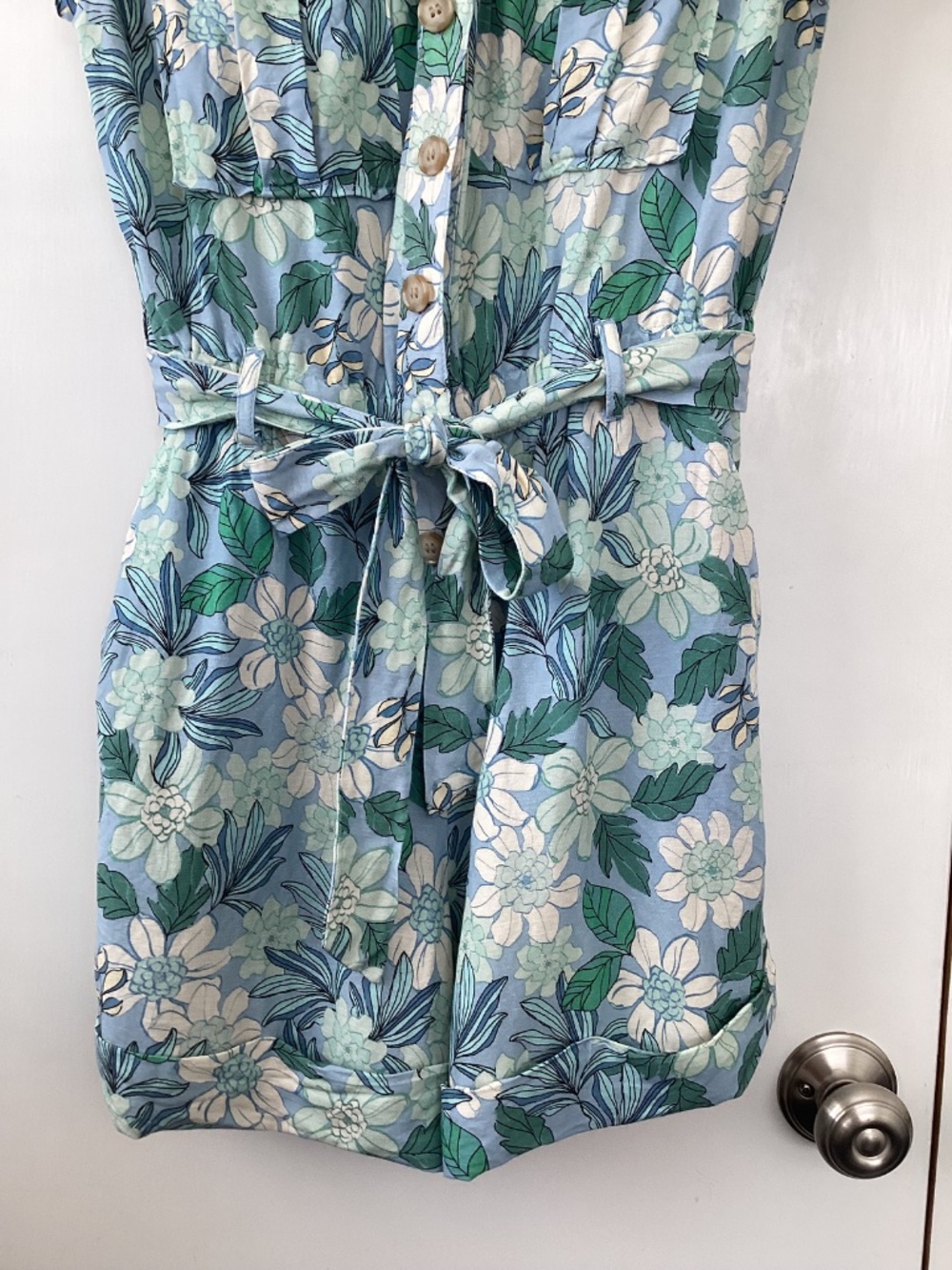 Loft, size M, blue and green shorts romper - Picture 8 of 8